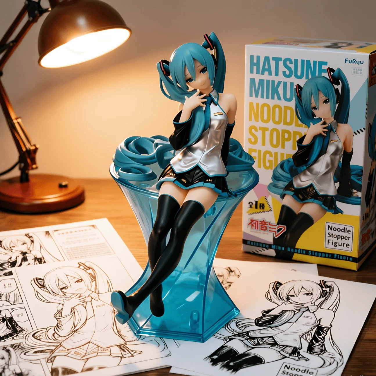 初音未来 FURYU 黑星红白 原色-14CM