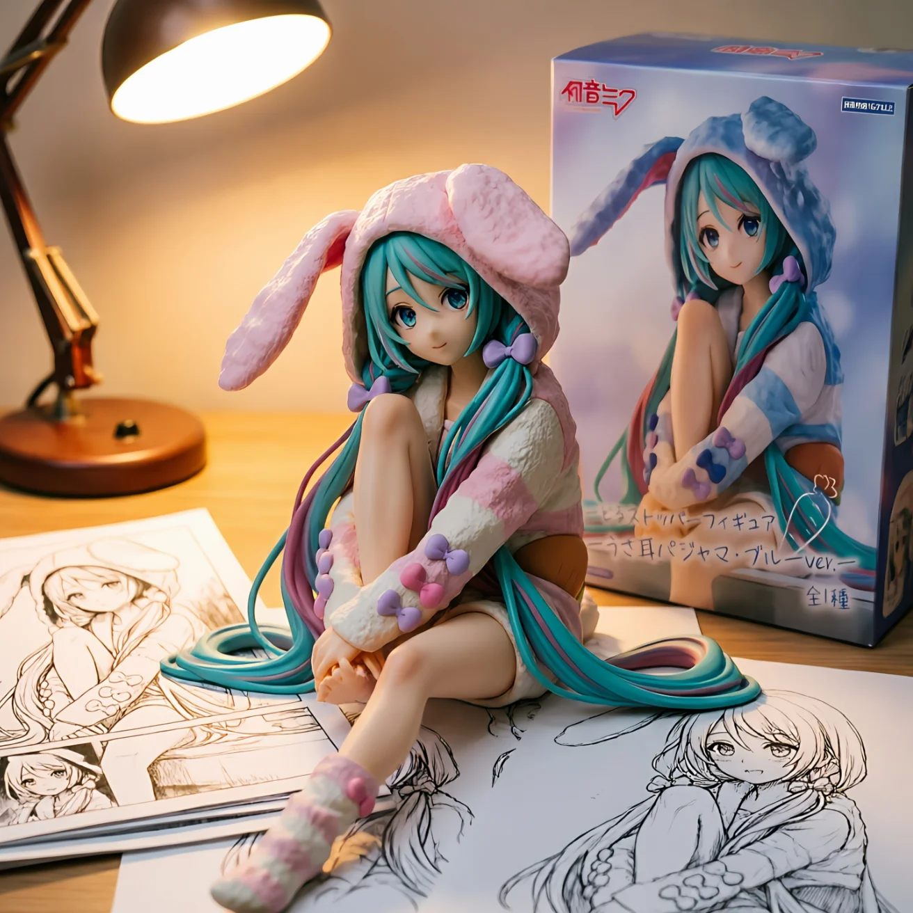 初音未来 兔耳睡衣 泡面压-14CM