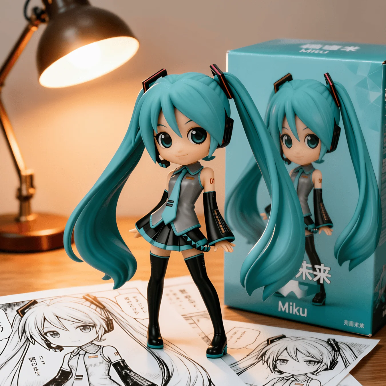 初音未来 眼镜厂 Q posket A 款 黑衣-14CM