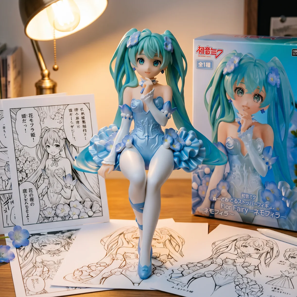初音未来 FURYU 粉蝶花仙子 浅蓝-14CM